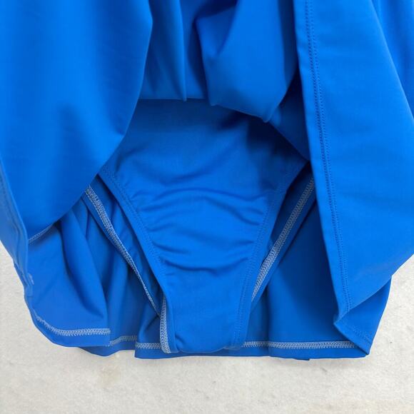 Denim & Co Beach Swim Dress Size 6 Blue Laser Cut One Piece Swimsuit - Picture 5 of 13